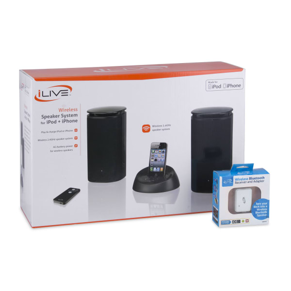 MorningSave iLive Wireless Speaker System with 30Pin Bluetooth Adapter