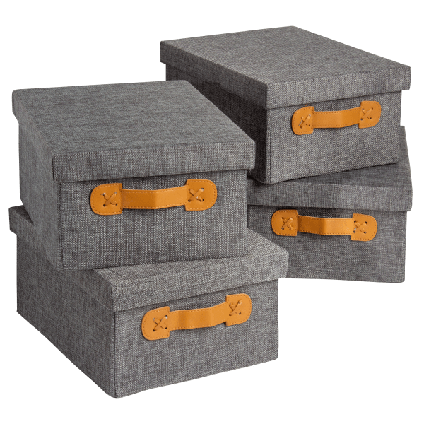 MorningSave 4Pack Get Neat Storage Bins with Leather Handles