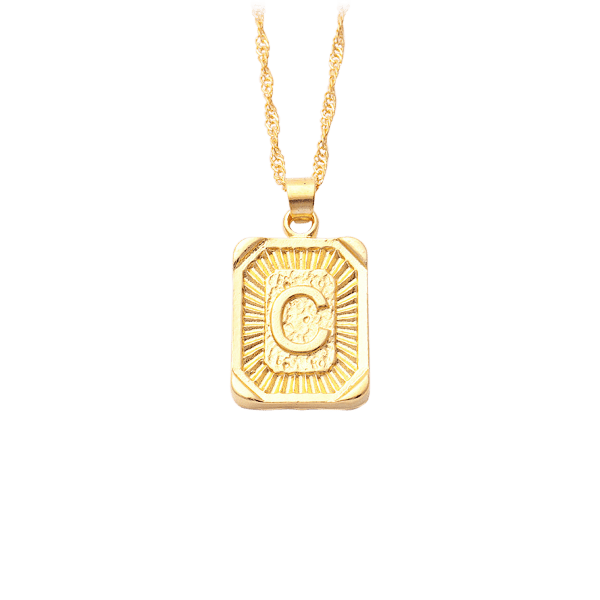 MorningSave Golden NYC Jewelry Italian Initial Necklace in 14K Gold Plated Singapore Chain