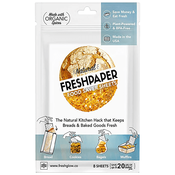 FRESHPAPER Keep Baked Goods Fresh, 8 Reusable Food Saver Sheets for Bread,  Bagels, Muffins, Cookie Storage, Healthy Meal Prep, BPA Free, 1 (8 Sheet)