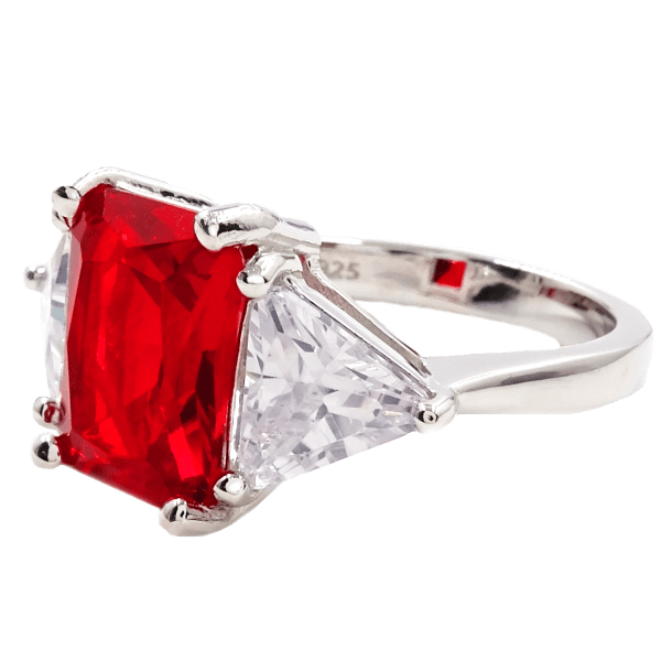 MorningSave Savvy Cie 18K White Gold Lab Created Emerald Cut Rings