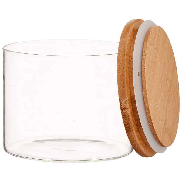 MorningSave EatNeat 4Piece Modern Glass Kitchen Canister Set with Airtight Bamboo Lids