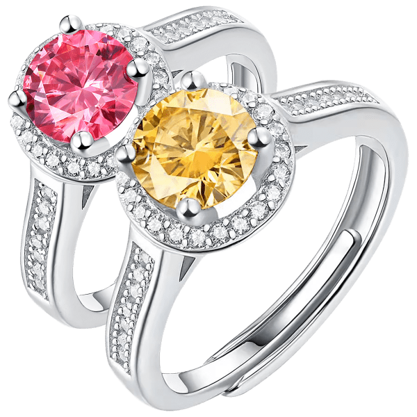 MorningSave Stella Valentino Gemstone & White Moissanite Halo