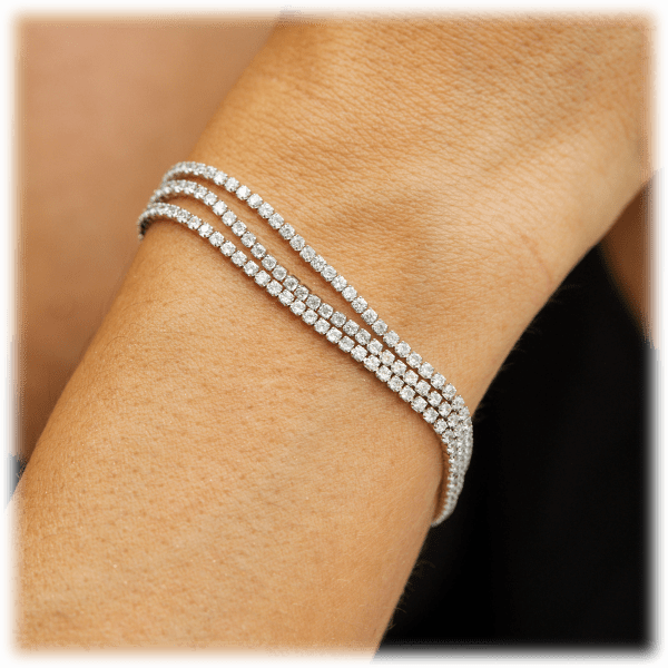 MorningSave Savvy Cie Triple Strand Rhodium Plated CZ Tennis Bracelet