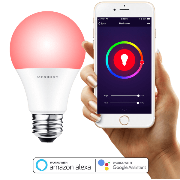 MorningSave 2Pack Merkury Innovation WiFi LED Smart Bulbs