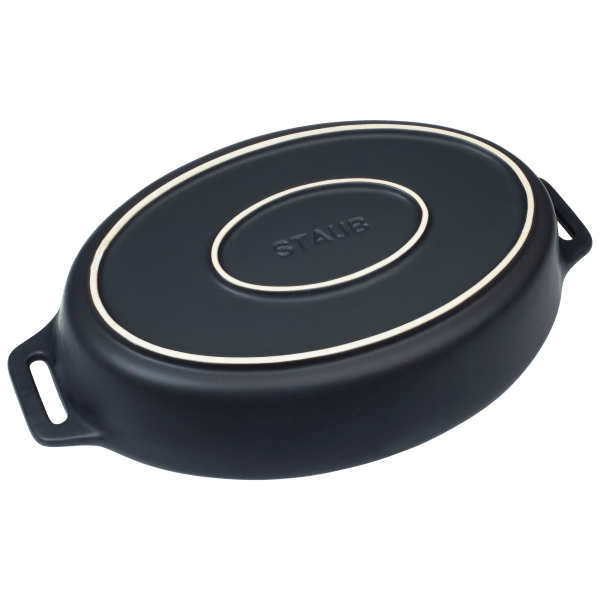 Meh Staub Ceramic Oval Matte Black Baking Dish