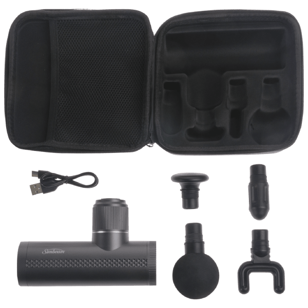 SideDeal Sunbeam Mini Percussive Massage Tool With 4 Attachments