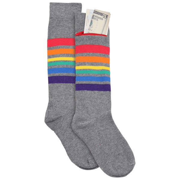 MorningSave 2Pack Angelina Unisex Crew Socks with Zipper Pocket