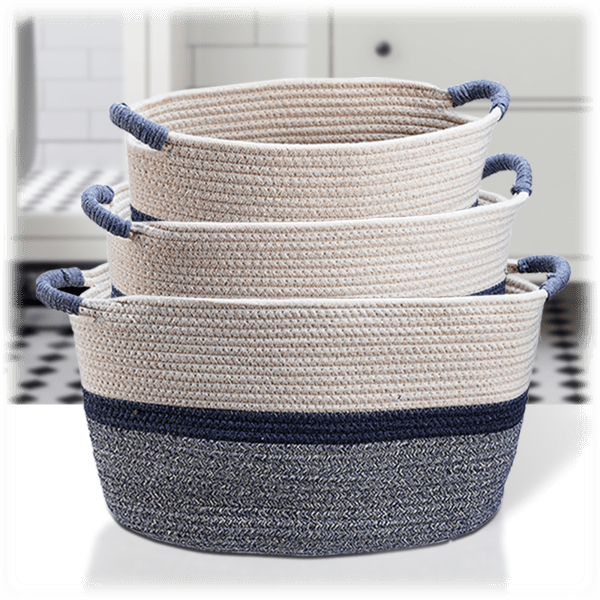 MorningSave Darice Set of 3 Cotton Rope Baskets