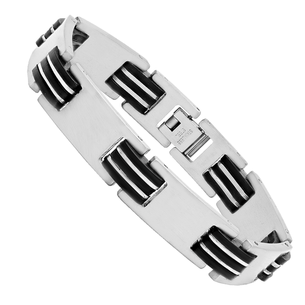 MorningSave SteelTime Men's Black Watch and Bracelet Set