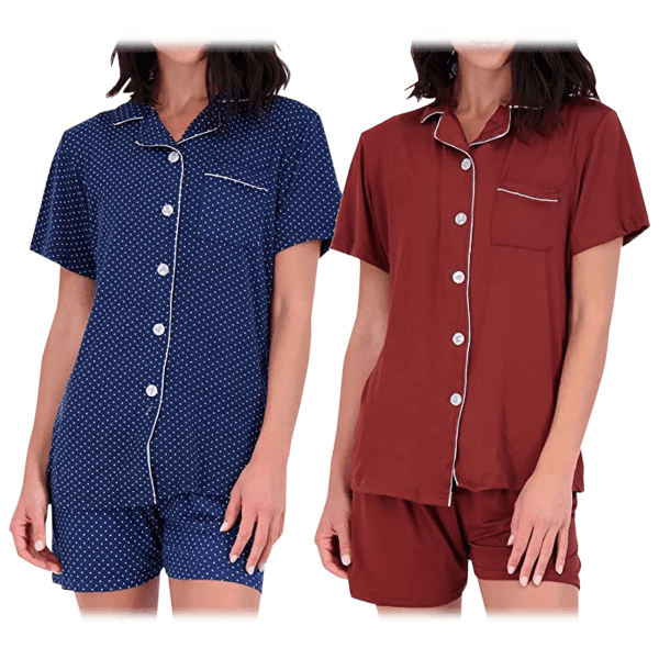 SideDeal Women’s 4Piece Short Sleeve Button Down Pajama Set