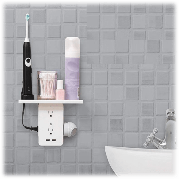 MorningSave ZTech Socket Shelf 6Outlet Power Strip with USB Ports