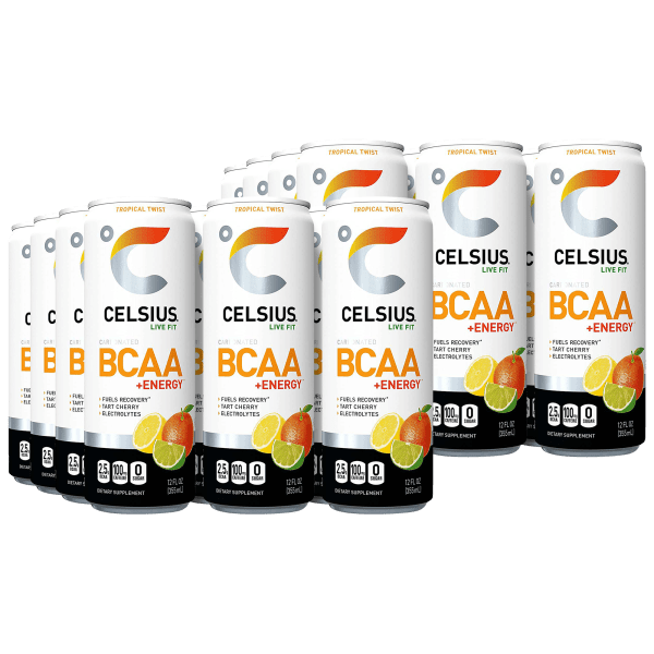 SideDeal 24Pack Celsius BCAA+ Energy Drink 12 oz (Tropical Twist)