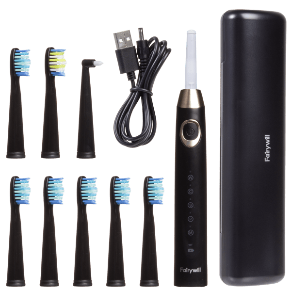 MorningSave 2Pack Fairywill D8 Sonic Toothbrushes with Travel Cases 16 Total Brush Heads