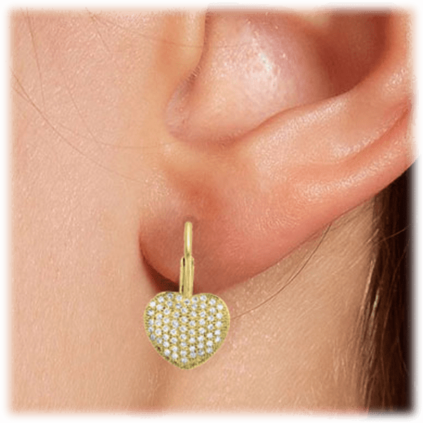 Morningsave Savvy Cie Micro Pave Heart Lever Back Stud Earrings In K