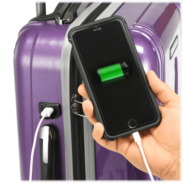 MorningSave EZCharge 2pc Hardside CarryOn & Spinner Luggage Set by