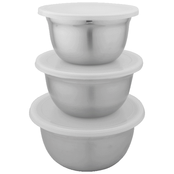 MorningSave Bombay 3 Piece Stainless Steel Bowls with Lids