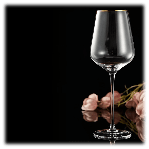 MorningSave 4Piece Berkware Tall Wine Glasses with Gold Tone Rim