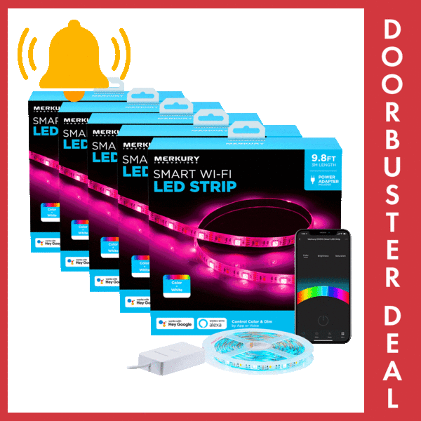 MorningSave 5Pack Merkury Innovations Smart WiFi LED Strips