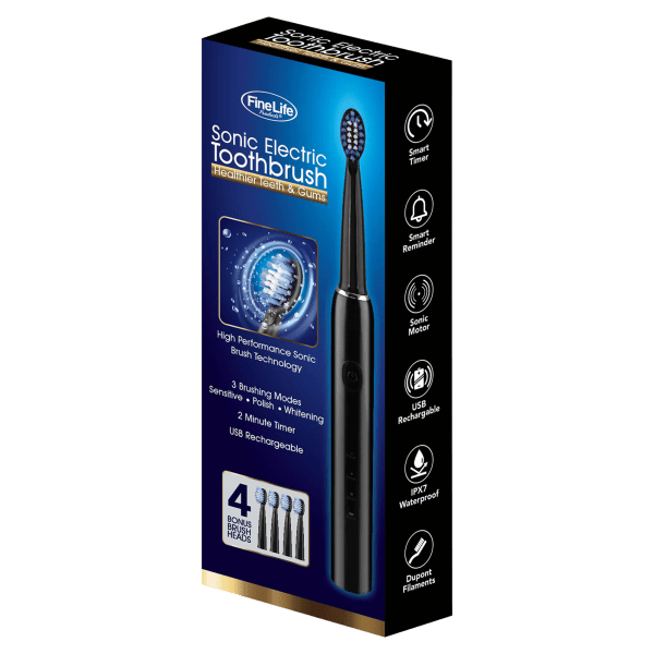 MorningSave FineLife Sonic Toothbrush with Four Brush Heads