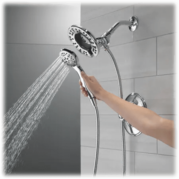 Meh Delta In2ition 2in1 Dual Showerhead in Brushed Nickel