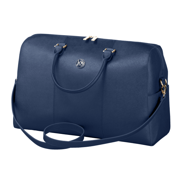 joy mangano metallic leather weekender