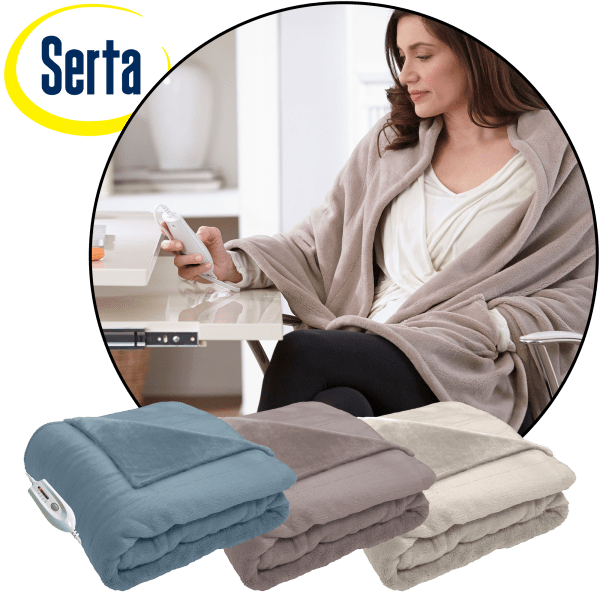 MorningSave Serta Heated Cuddler Throw with Pockets