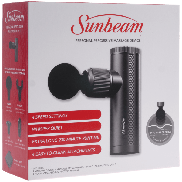 SideDeal Sunbeam Mini Percussive Massage Tool With 4 Attachments