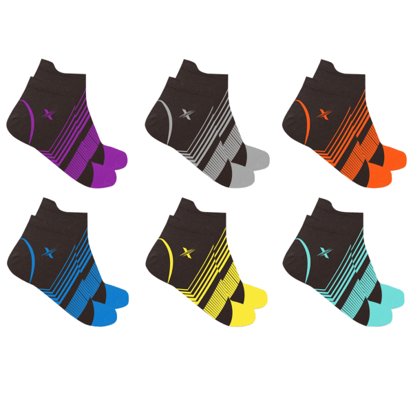 Morningsave 6 Pack Xtf Ultra V Striped Ankle Length Compression Socks