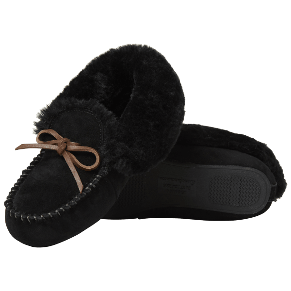 Meh Dearfoam Suede Moccasin Slippers with FauxShearling Interior