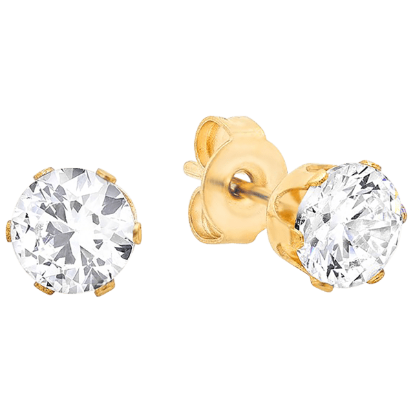 MorningSave 3 Pairs Simulated Diamond 18K Gold Plated Stainless Steel