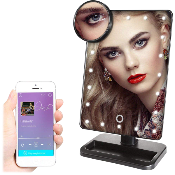 MorningSave LED Makeup Mirror with Bluetooth Speaker + Magnifier