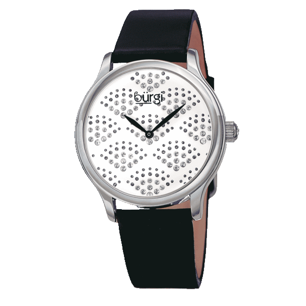 Burgi Women's Swarovski Crystal Scallop Pattern Watch
