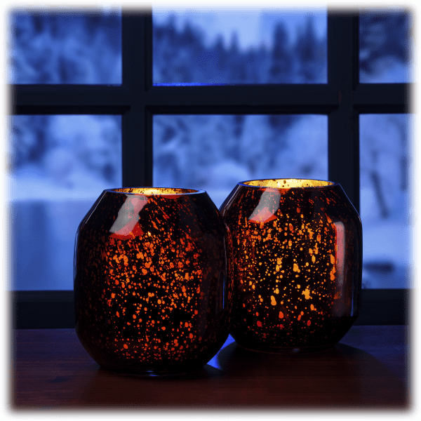 MorningSave 2Pack Luxe by Rachel Zoe Flameless Mercury Glass Hurricanes