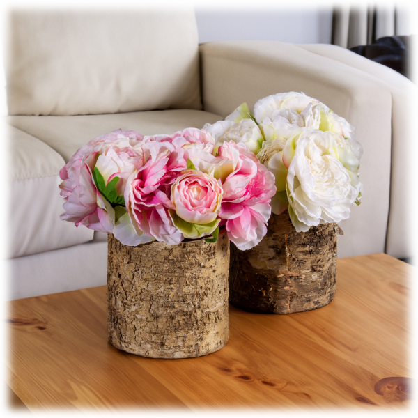 MorningSave Nearly Natural 14 Peony Arrangement In Birched Glass Vase