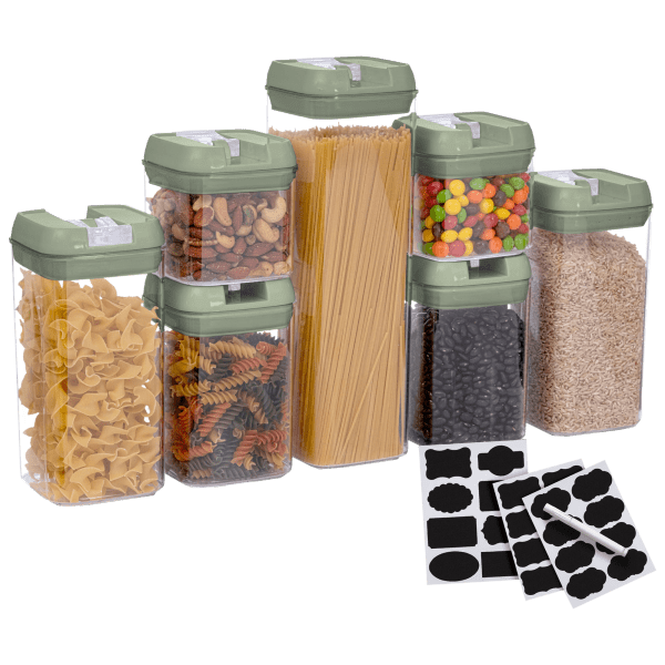8PC Airtight Tall Food Storage Container Set Plastic Canisters with Durable  Lids