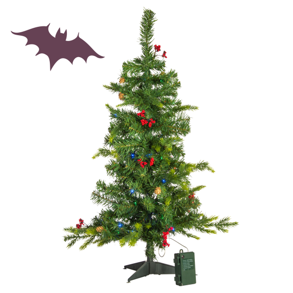 MorningSave American Tree & Wreath 3Foot Tree with Color Changing Lights