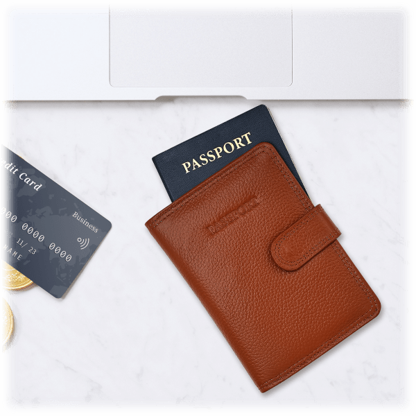 MorningSave Steeltime Genuine Leather Passport Holder