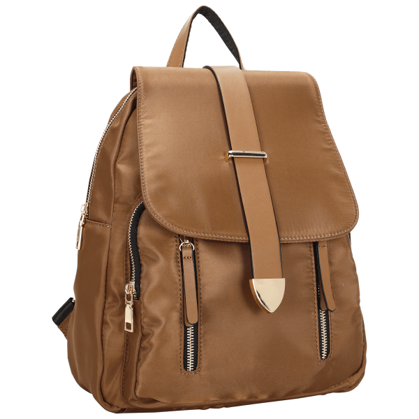 MorningSave La Terre Nylon Backpack with Zip Closure and Belt Detail