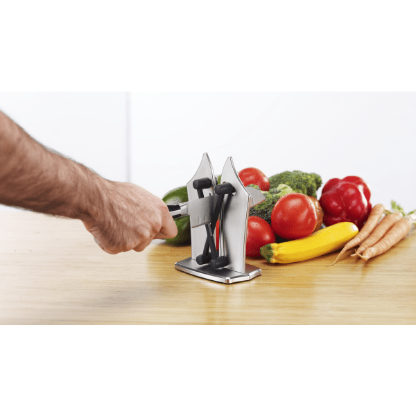 Official As Seen On TV Bavarian Edge Kitchen Knife Sharpener by BulbHead,  Sharpens, Hones, & Polishes Serrated, Beveled, Standard Blades
