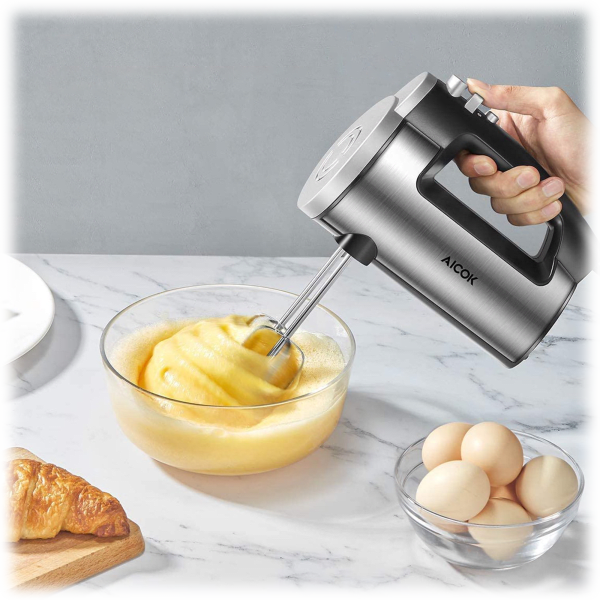 SideDeal AICOOK 6Speed Electric Hand Mixer with Dough Hooks & Beaters