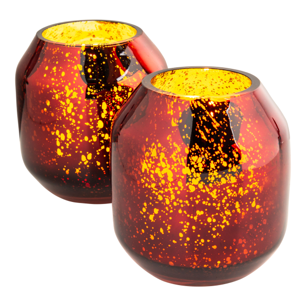 MorningSave 2Pack Luxe by Rachel Zoe Flameless Mercury Glass Hurricanes