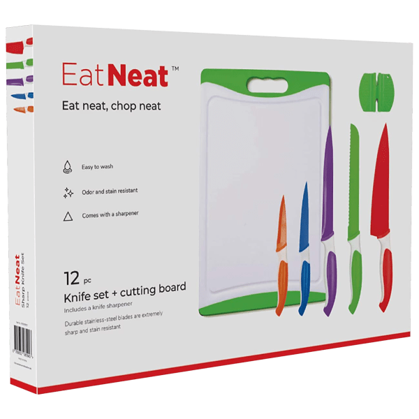 EatNeat 12 Piece Colorful Sharp Knife Set. #CA70306 NIB.