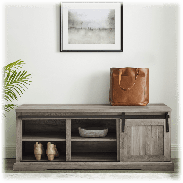 MorningSave Walker Edison 48" Sliding Grooved Door Entry Bench with