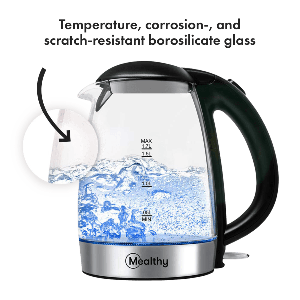 SideDeal Mealthy 1.7L Electric Glass & Stainless Steel Kettle
