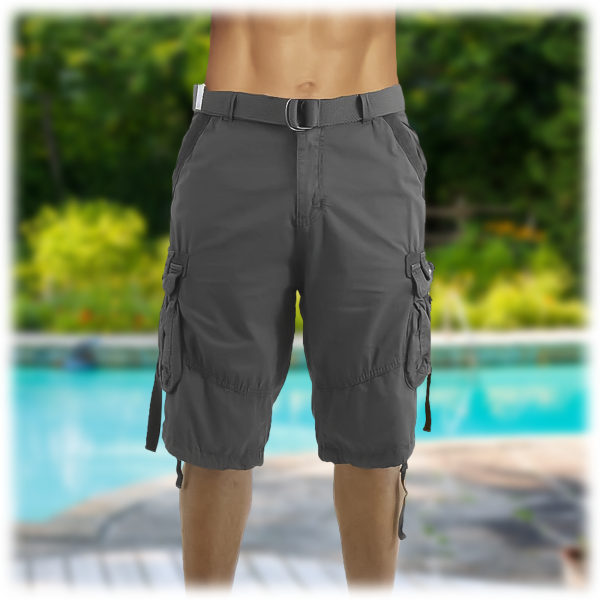 SideDeal Men's Cotton Cargo Belted Utility Shorts