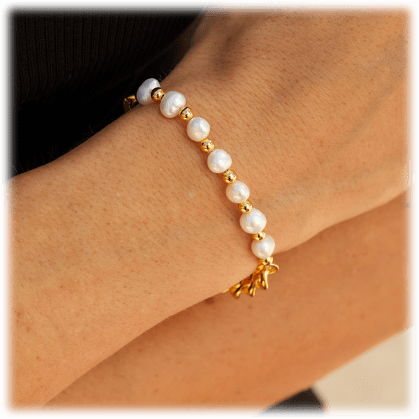 MorningSave Savvy Cie 18K Gold Plated Genuine Freshwater Pearl Bracelet