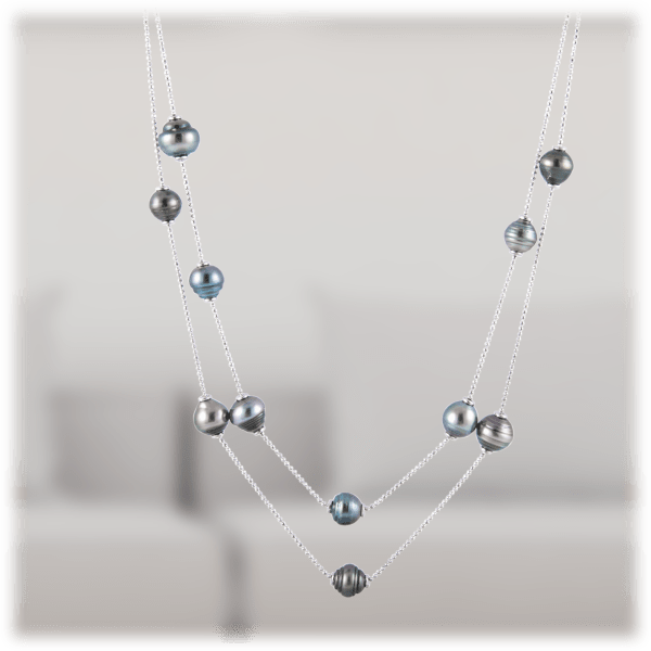 Morningsave Splendid Pearls Silver Tahitian Pearl Necklace In Sterling