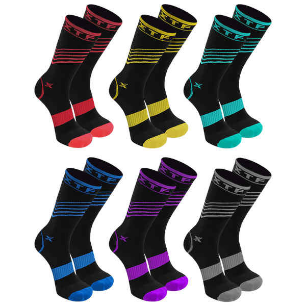 SideDeal 6 Pack XTF Striped Design Crew Length Recovery Compression Socks