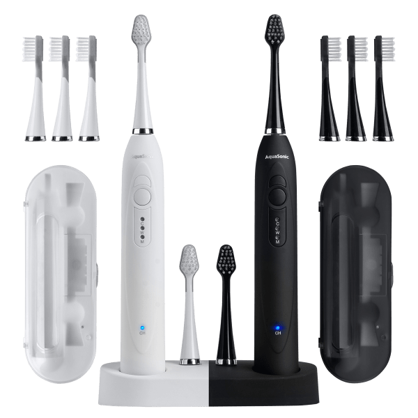 MorningSave AquaSonic Duo Ultra Sonic 2 Toothbrush Bundle with 8 Brush Heads